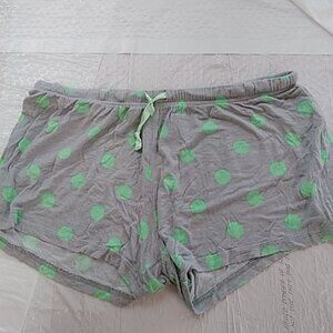 Women's juniors pajama shorts grey / green polka dots size lg PJ COUTURE